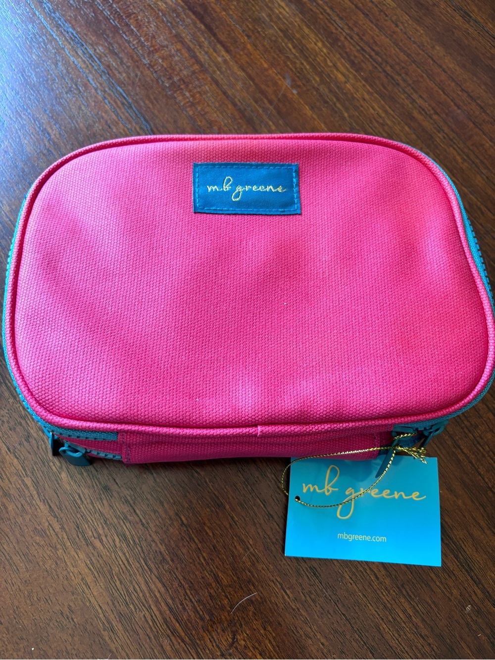 mb greene Jewelry clutch pink/turquoise NWT